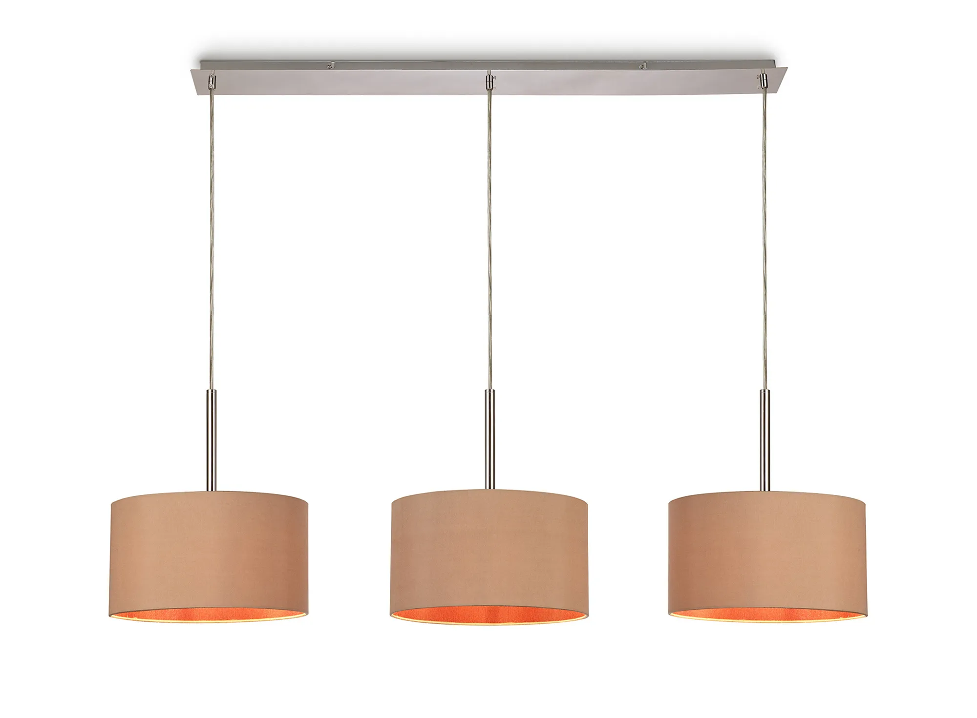 Baymont 30cm Shade 3 Light Pendant Polished Chrome, Antique Gold/Ruby